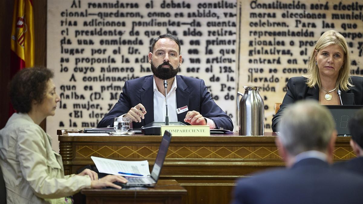El exgerente del PSOE Mariano Moreno Pavón durante una comparecencia en el Senado por el 'caso Koldo'.