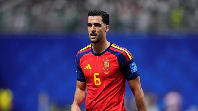 Mikel Merino, durante el partido de fútbol disputado entre España e Irak.