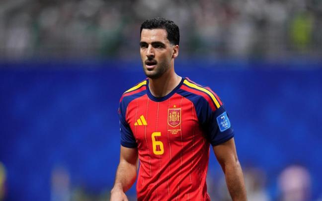 Mikel Merino, durante el partido de fútbol disputado entre España e Irak.