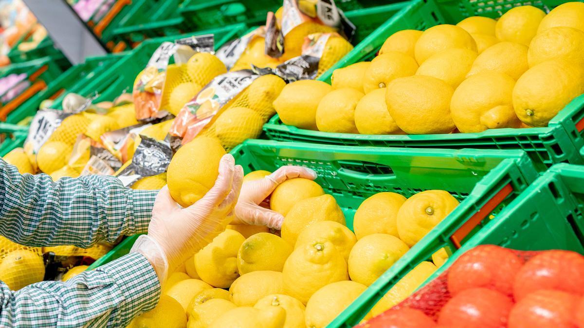 Imagen de unos limones en la sección de frutas de Mercadona.