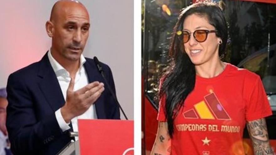 Luis Rubiales en la Asamblea Extraordinaria de la RFEF y Jennifer Hermoso a su llegada a Madrid.