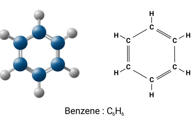 La molécula y estructura del benceno | Fuente: Getty Images