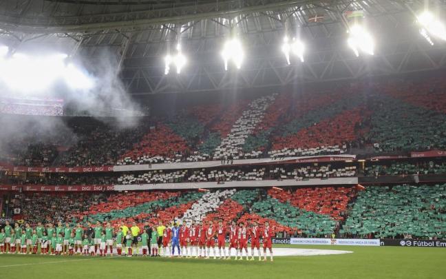 Imagen del último encuentro de la selección de Euskadi frente a Palestina en San Mamés
