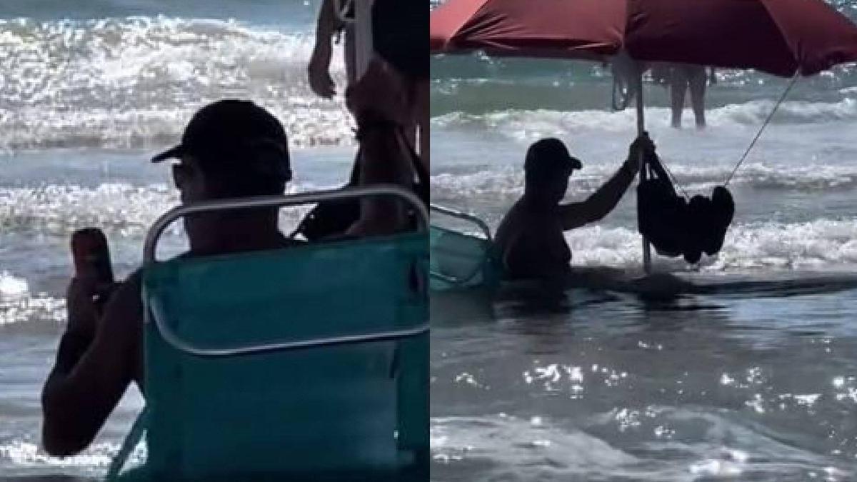 La ingeniosa idea de un hombre en Cádiz para conseguir el mejor sitio en la playa que se ha hecho viral