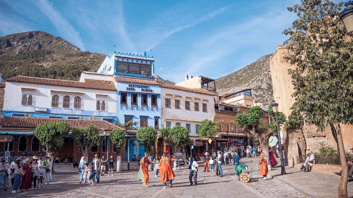 Una calle de la ciudad de Chefchaouen.