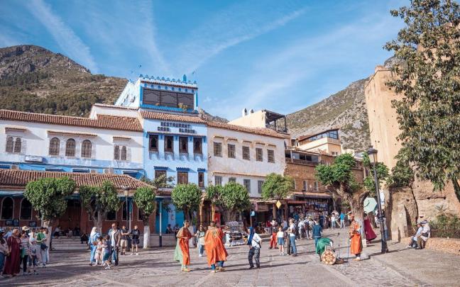 Una calle de la ciudad de Chefchaouen.