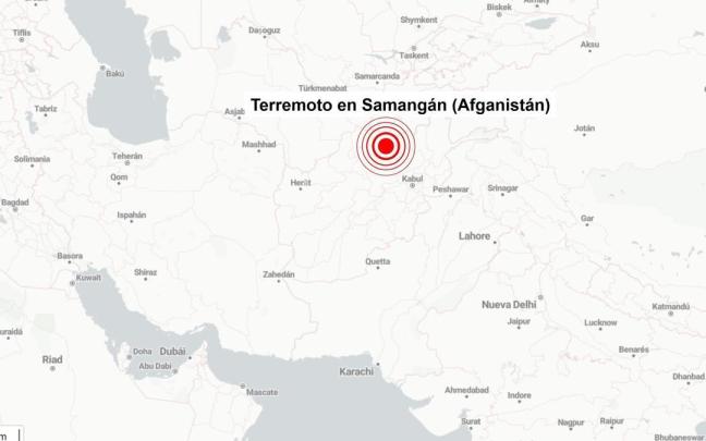 El epicentro del sismo en Afganistán, a 22 kilómetros de la ciudad de Khulm, en la provincia de Balkh.