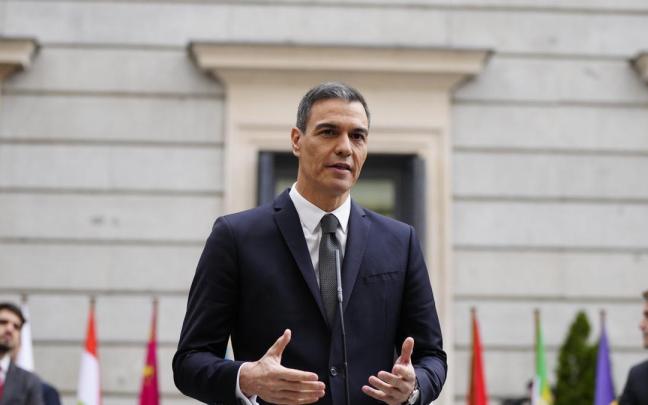 El presidente español, Pedro Sánchez, en el Congreso en el aniversario de la Constitución española.