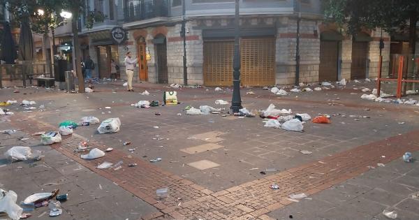 Imagen de Bilbao el día después de la celebración por la gabarra. ONDA VASCA