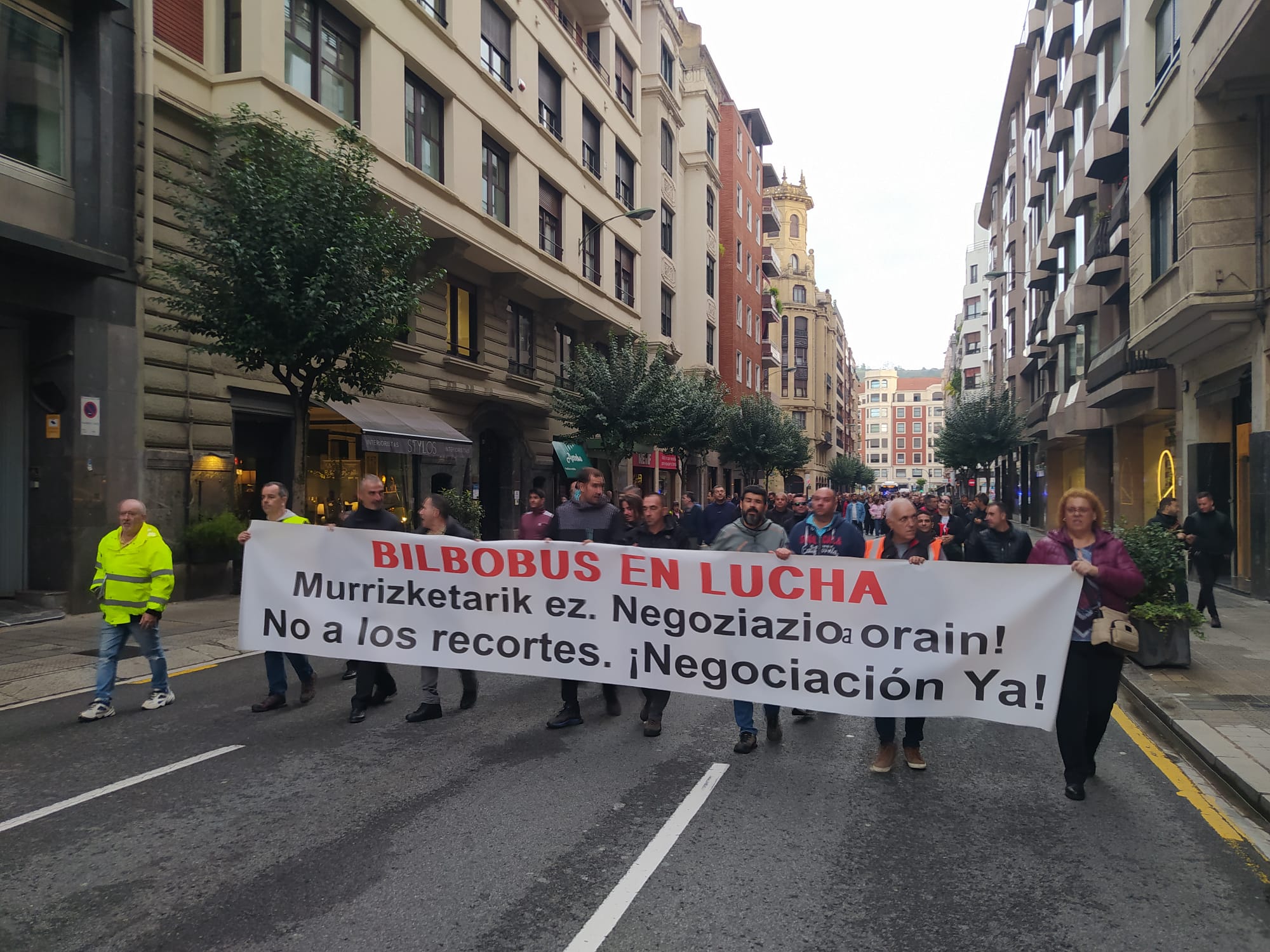 Manifestación de la plantilla de Bilbobus. FUENTE: SINDICATO UGT