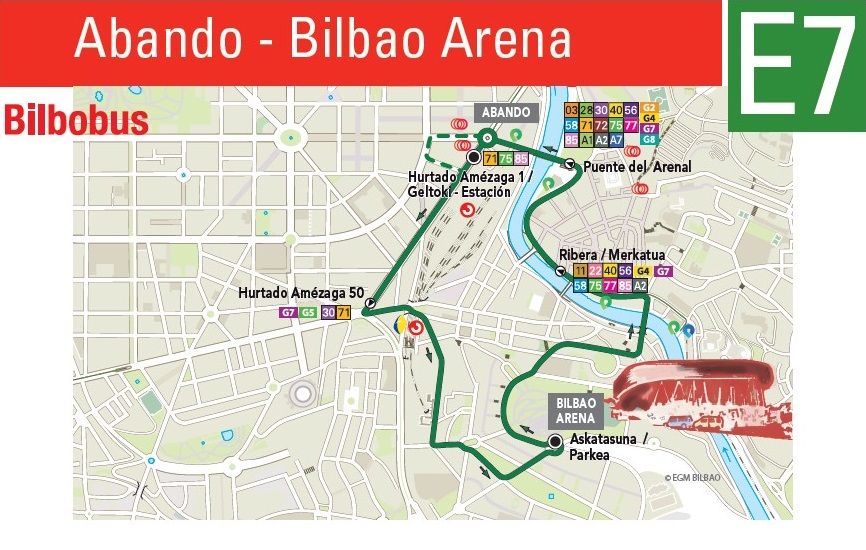 La línea E7 partirá cada 10 minutos de las inmediaciones de la Plaza Circular de Bilbao