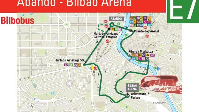 La línea E7 partirá cada 10 minutos de las inmediaciones de la Plaza Circular de Bilbao