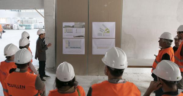 Visita de la Corporación municipal a las obras del polideportivo de Buztintxuri. Foto: Ayuntamiento de Pamplona