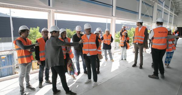 Visita de la Corporación municipal a las obras del polideportivo de Buztintxuri. Foto: Ayuntamiento de Pamplona