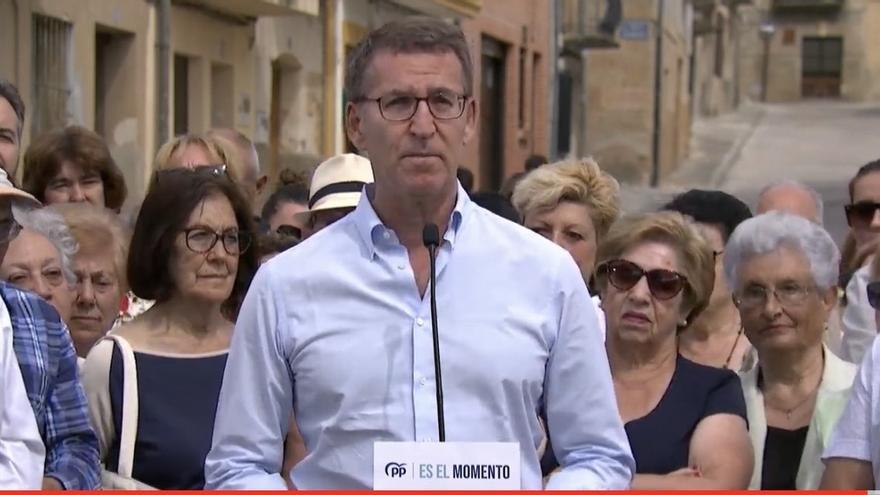 Feijóo, en el acto en el que ha participado en Corrales del Vino.