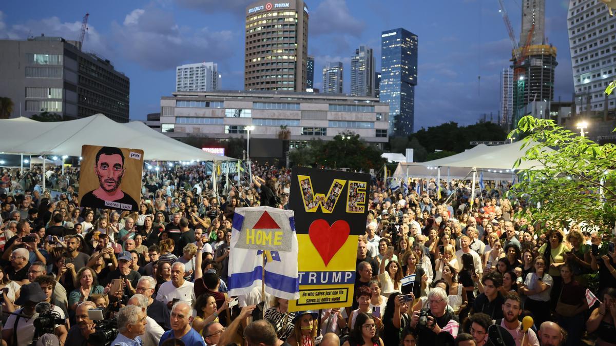 Celebraciones en las calles de Tel Aviv tras el anuncio de un acuerdo entre Israel y Hamás