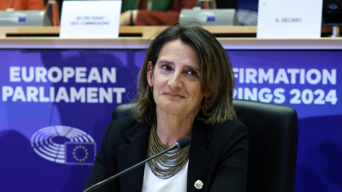 Teresa Ribera en su intervención ante el Parlamento Europeo este martes.