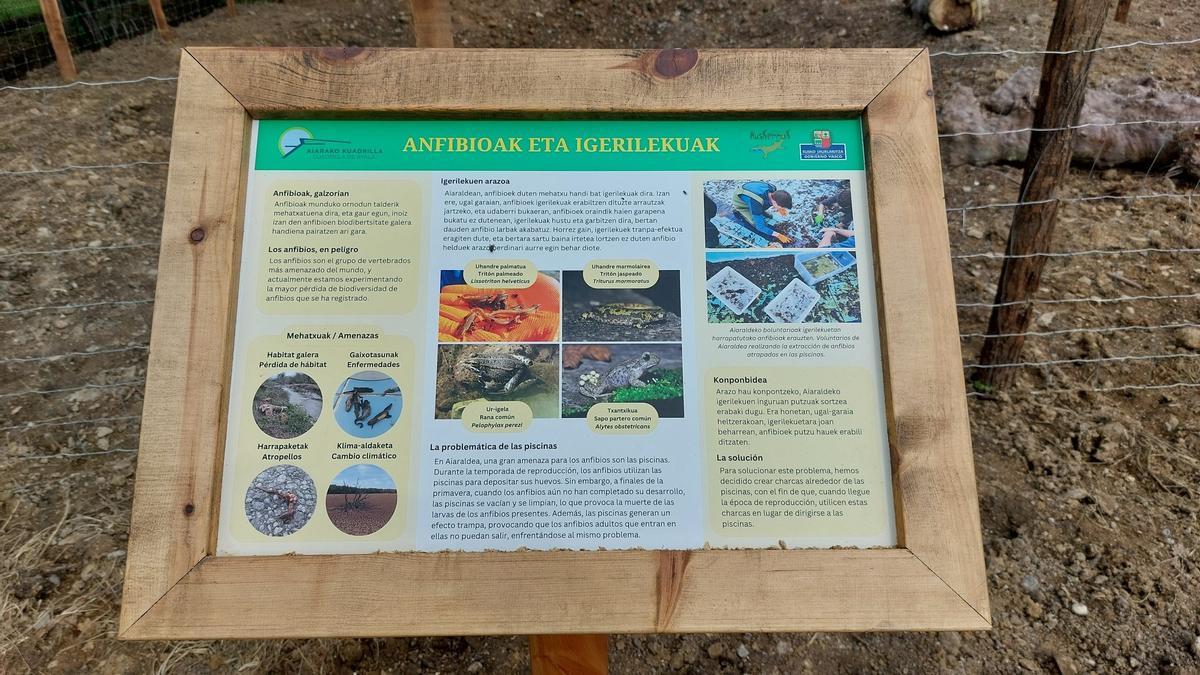 Panel informativo junto a la charca