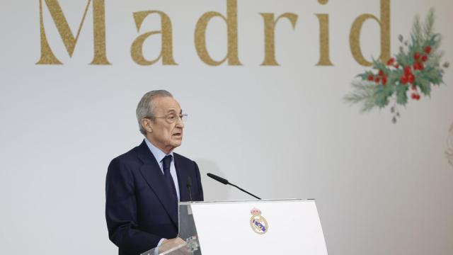 Florentino Pérez, durante la comida de Navidad del Real Madrid.