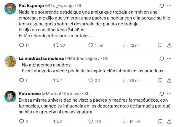 Algunas de las respuestas al mensaje.
