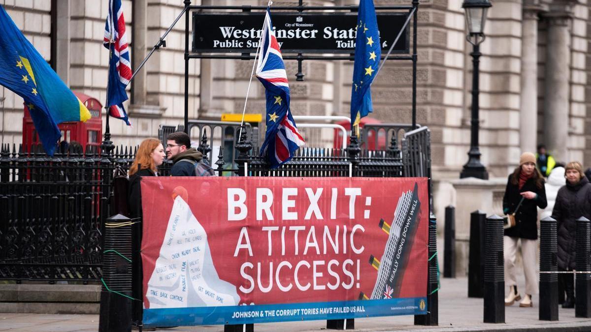 Una protesta contra el Brexit en Westminster.