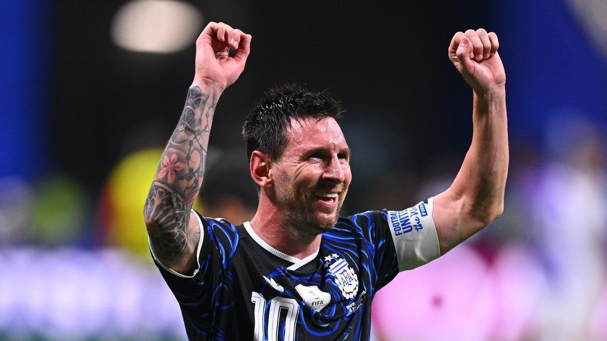 Messi celebra el pase de Argentina a la final del Mundial.