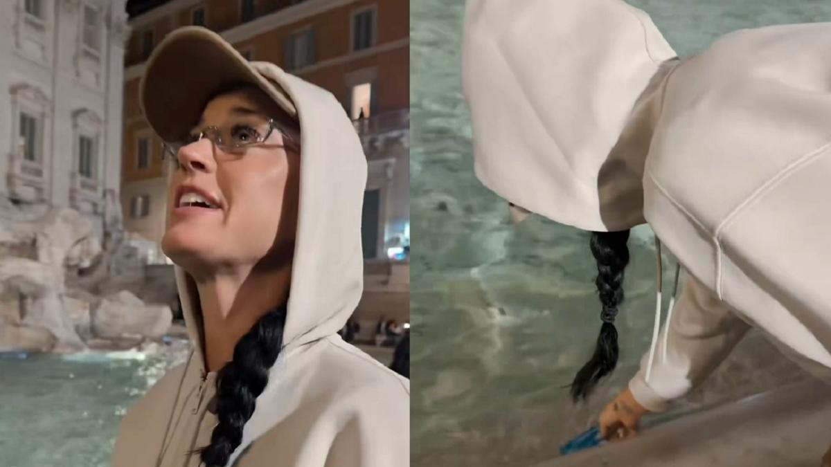 La cantante, montando el show en Roma.