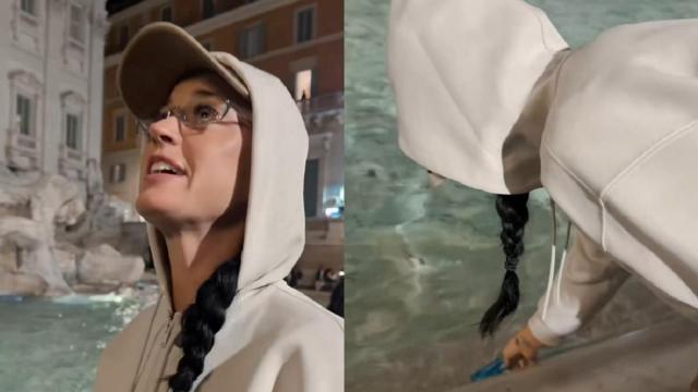 La cantante, montando el show en Roma.