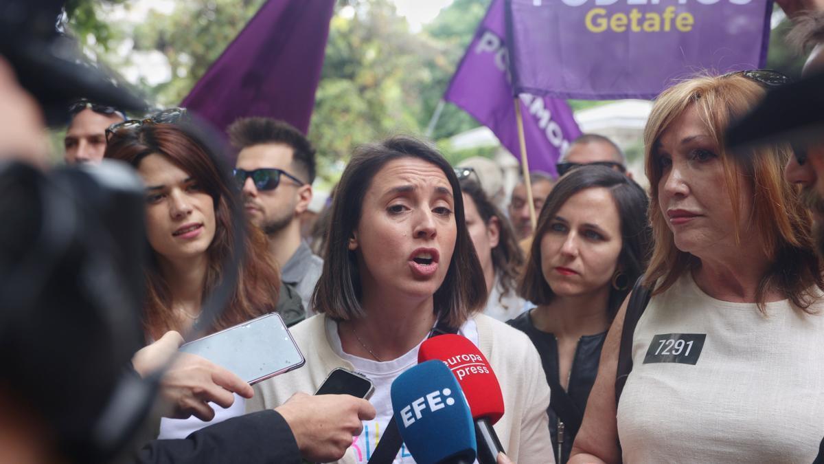 Irene Montero, en la manifestación de este domingo en Madrid para defender la sanidad pública.