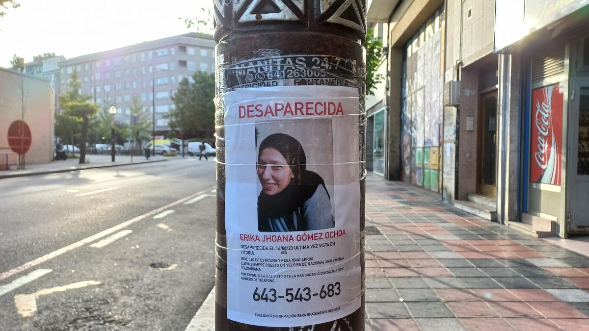 Cartel con la cara de la joven desaparecida y el texto pidiendo ayuda