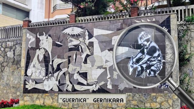 La pintura es en realidad una reivindicación del colectivo Oin-arte Elkartea