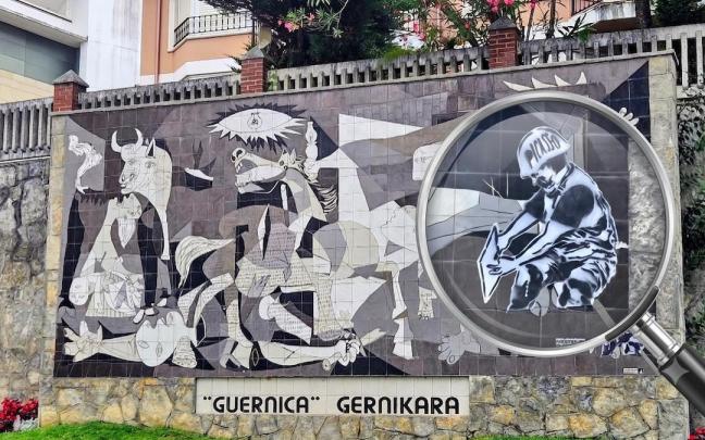 La pintura es en realidad una reivindicación del colectivo Oin-arte Elkartea