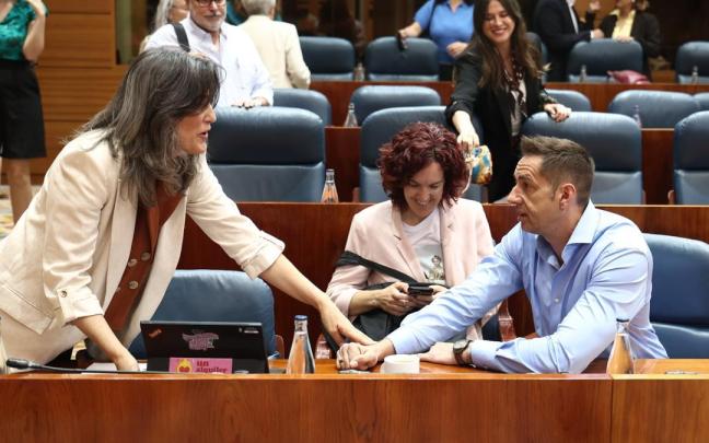 La portavoz de Más Madrid en la Asamblea, Manuela Bergerot (i) y el diputado de Más Madrid, Emilio Delgado.