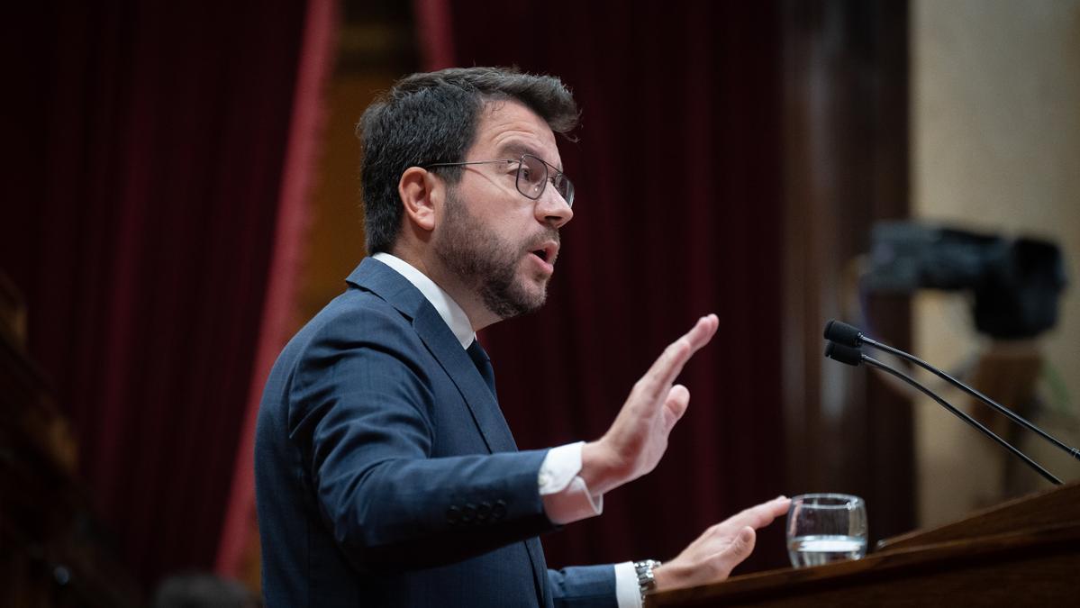 Pere Aragonès, en el Parlament.