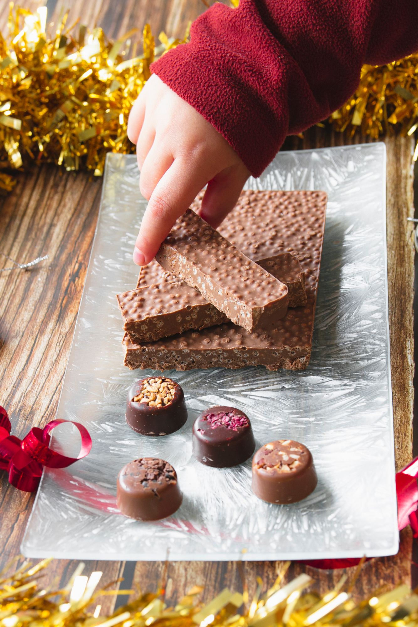 Típico turrón de chocolate con arroz inflado.