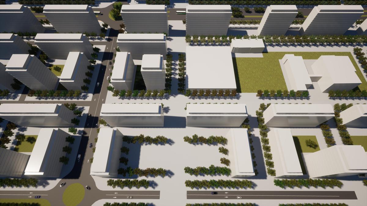 Imagen de las nuevas plazas de manzana semiabierta, similares a las de Lezkairu, según expuso el arquitecto Juan López Asensio.