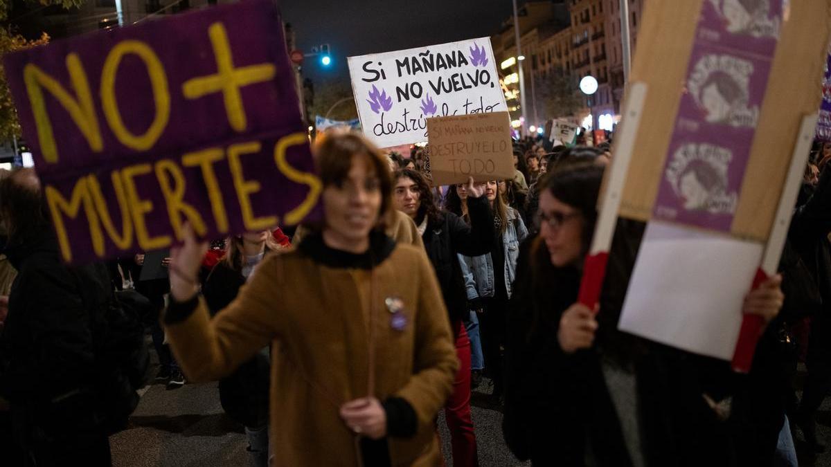 Manifestación en Barcelona por el Día Internacional para la Eliminación de la Violencia contra la Mujer.