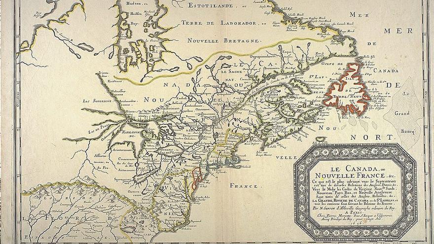 Mapa de Nicolas Sanson de Canada en el año 1656.