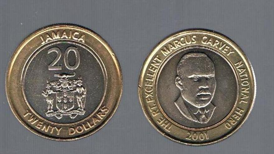 Moneda de 20 dólares jamaicanos.