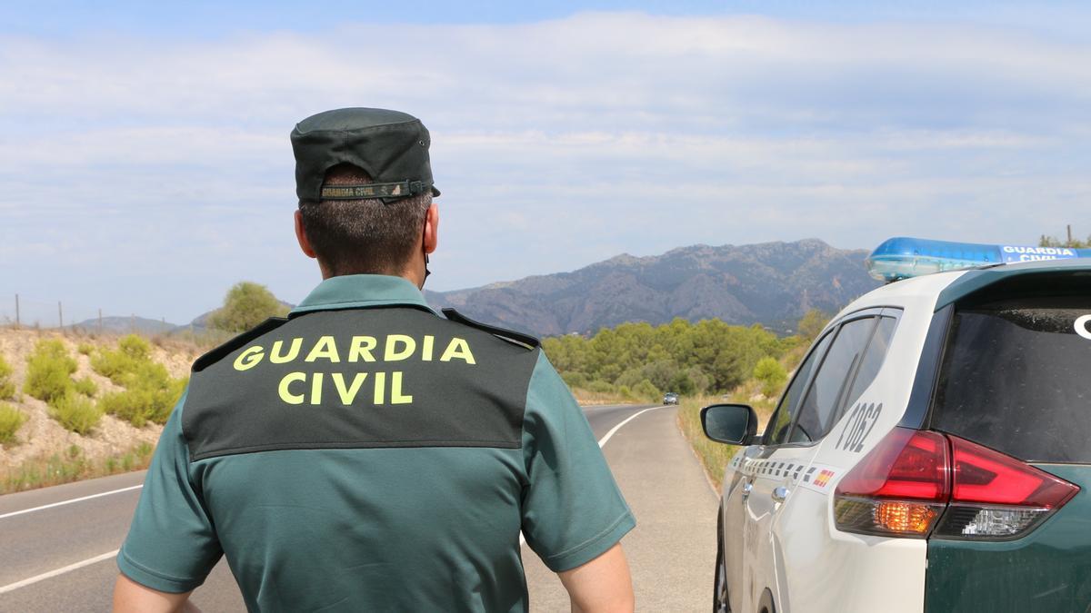 Agente de la Guardia Civil junto a un vehículo