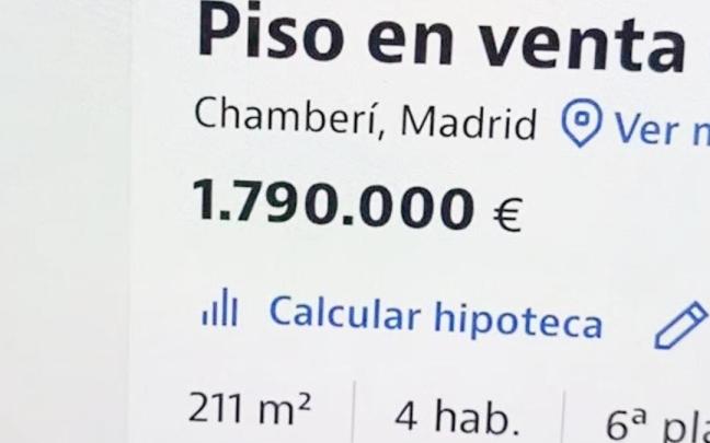 El piso de 211 metros cuadrados y cuatro habitaciones de Madrid que se vende por 1.790.000 euros