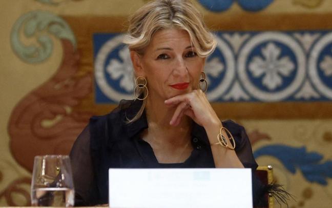 Yolanda Díaz, durante el acto de ayer de entrega de diplomas a nuevos funcionarios de Trabajo.