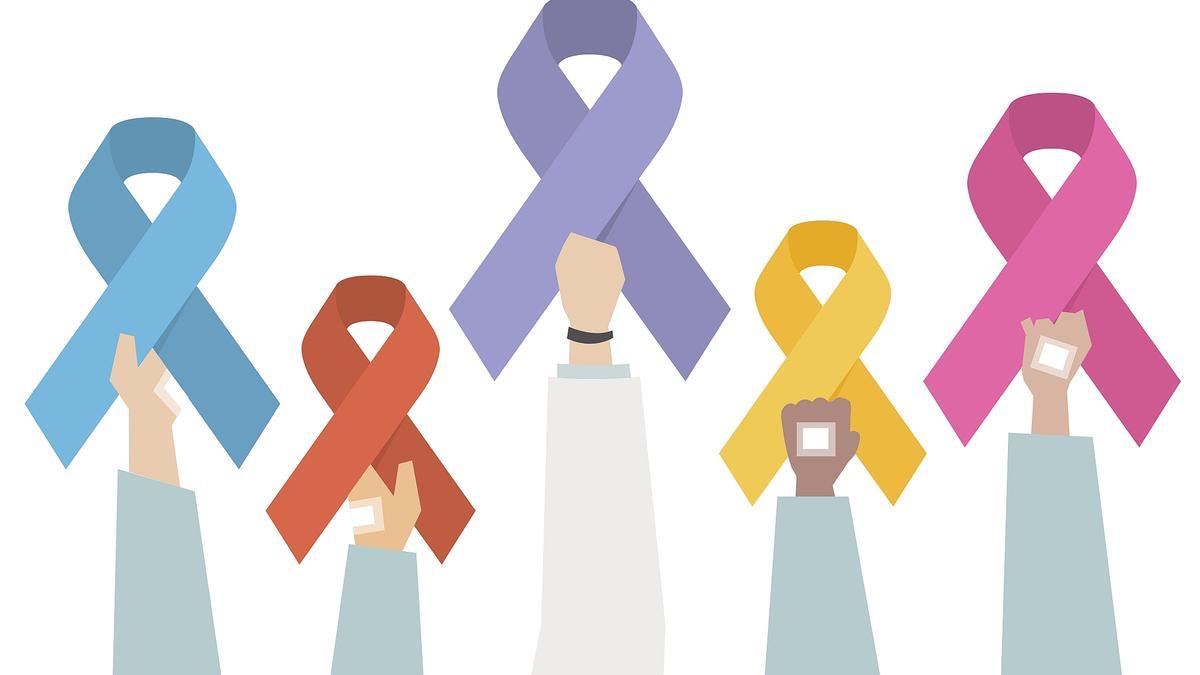 Lazos símbolo de la lucha contra el cáncer