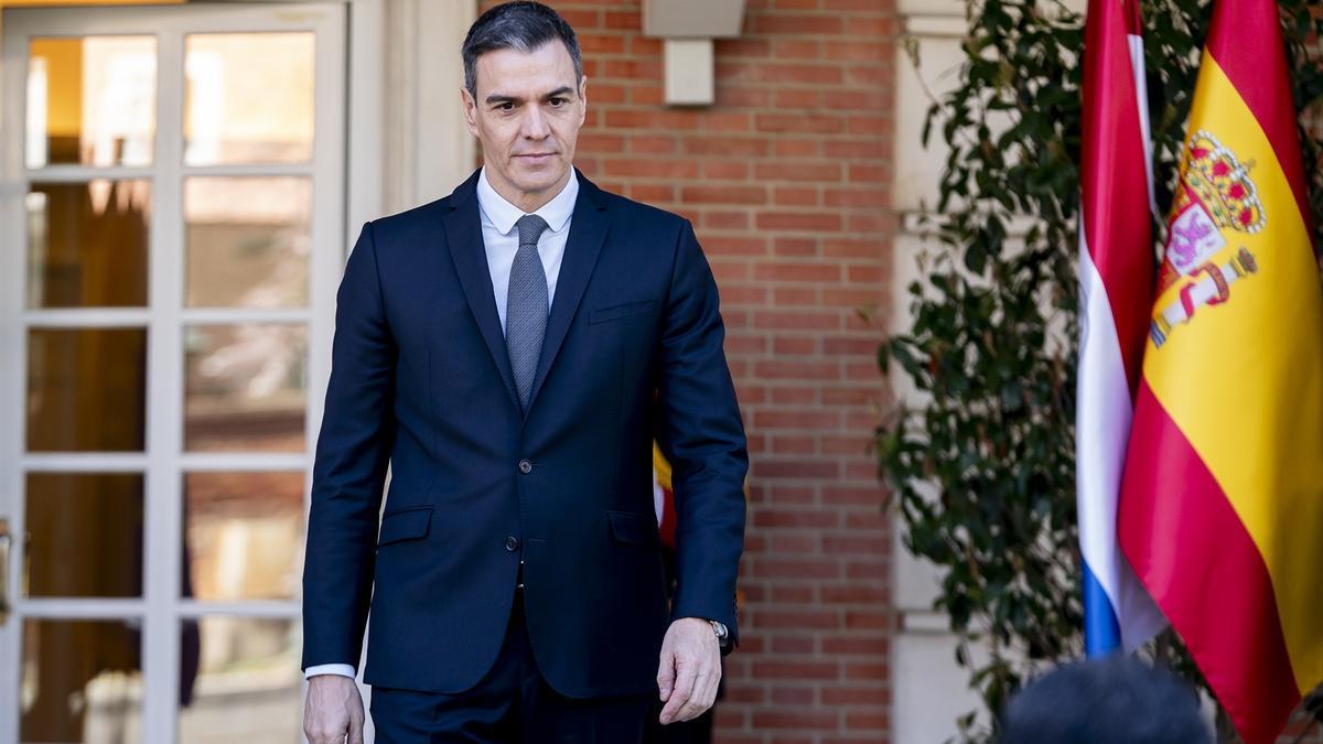 El presidente del Gobierno español, Pedro Sánchez, en Moncloa.