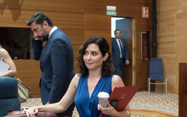 La presidenta madrileña, Isabel Díaz Ayuso, se dispone a interpretar su monólogo en la Asamblea de la Comunidad / E.P. La presidenta madrileña, Isabel Díaz Ayuso, se dispone a interpretar su monólogo en la Asamblea de la Comunidad