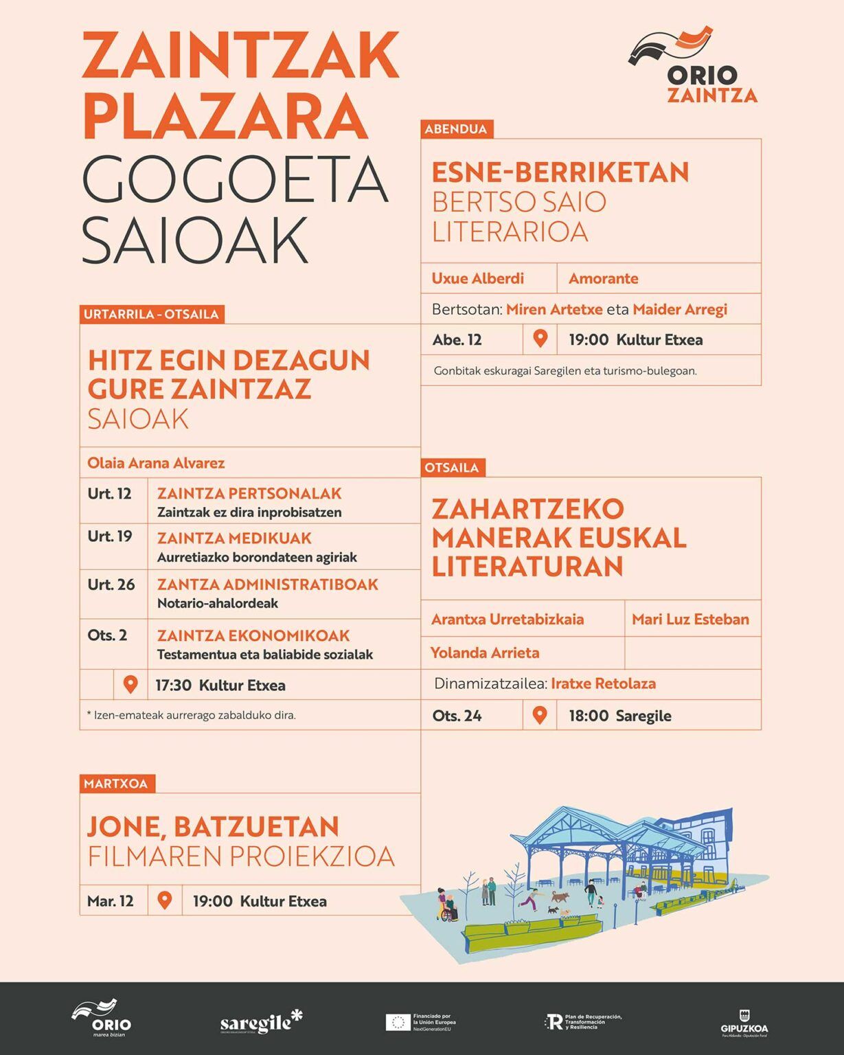 Cartel de las charlas e iniciativas que se realizarán en Orio.