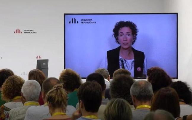 Marta Rovira ha intervenido de forma telemática en el Consell Nacional de ERC. Marta Rovira ha intervenido de forma telemática en el Consell Nacional de ERC.