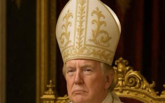 Donald Trump, vestido de papa en una foto subida a la plataforma Truth Social