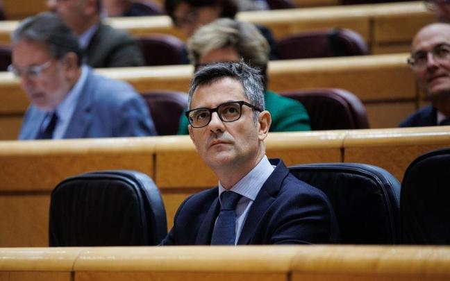 El ministro de la Presidencia en funciones y miembro de la comisión negociadora del PSOE para la investidura de Pedro Sánchez, Félix Bolaños, en el Senado.