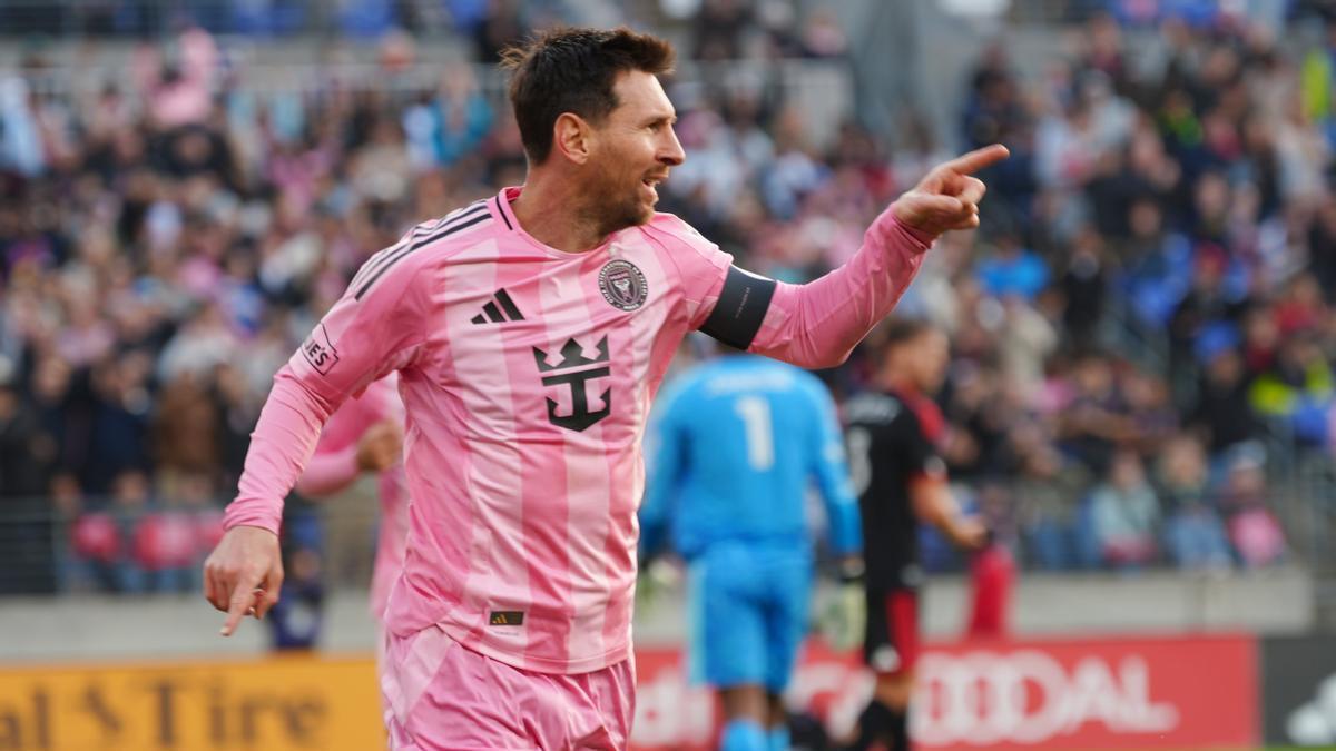 Leo Messi celebra un gol con el Inter Miami.